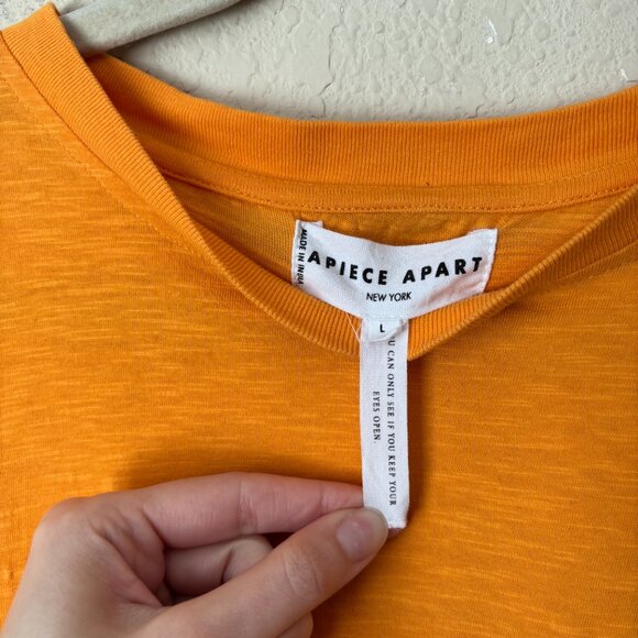 Apiece Apart Organic Cotton Vanina Cinched Tie Waist Midi Dress in Creamsicle - Picture 2 of 11